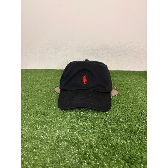Ralph Lauren polo hat cap strap back black red pony preppy baseball mens - Picture 1 of 9
